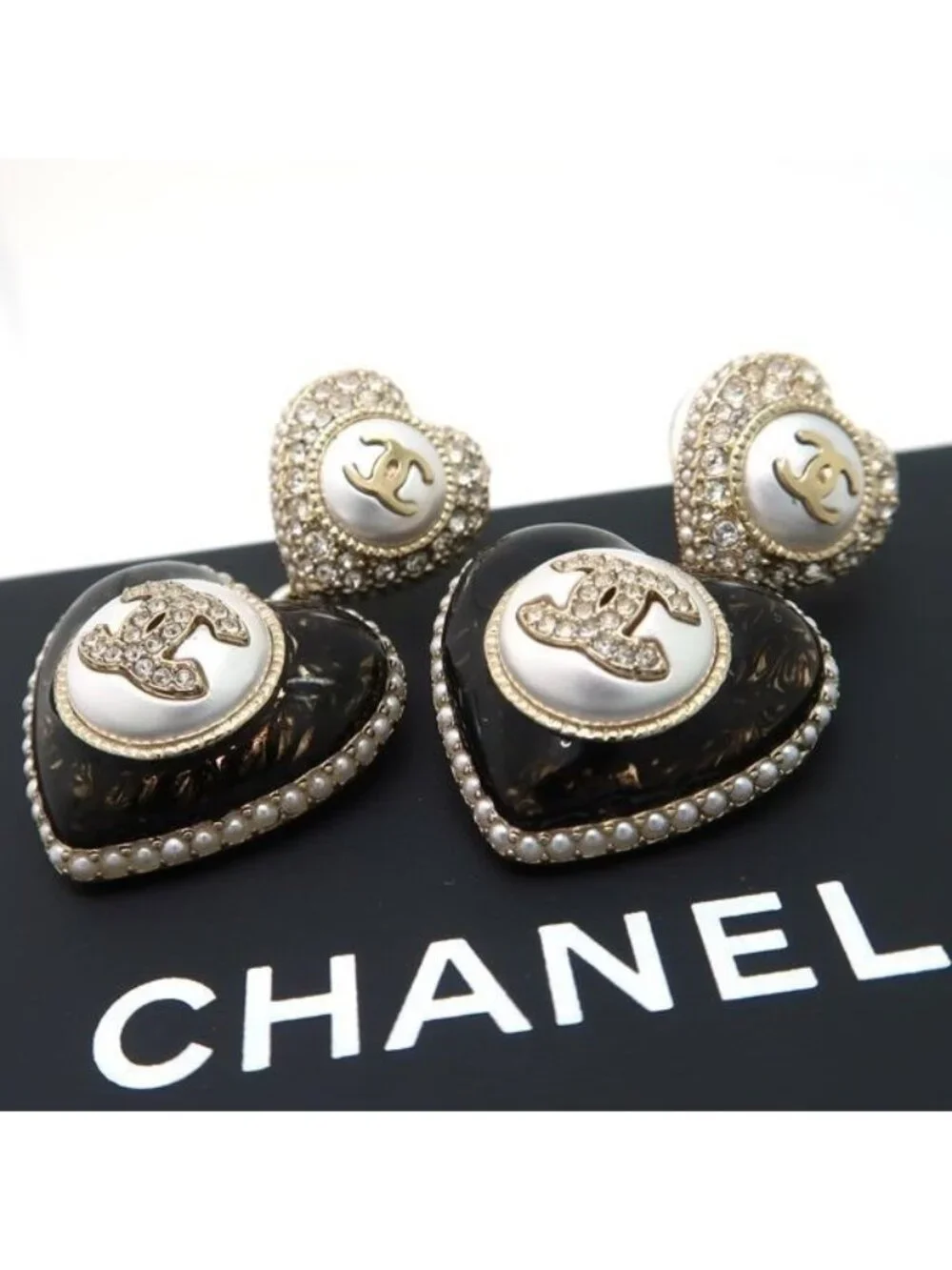 Chanel Ab9394 Heart B22 B Coco Mark Faux Pearl Rhinestone